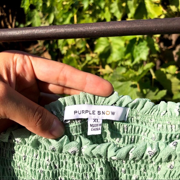 Purple Snow matcha, shirred, ruffle-strap jumpsuit - Picture 6 of 9